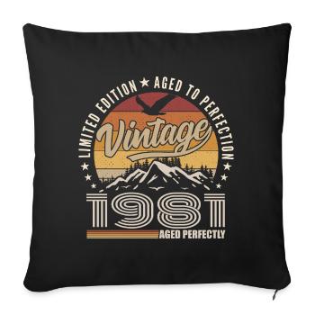 1981 Gift 44th Anniversary 1981 Vintage 1981 - Sofa pillowcase 17,3'' x 17,3'' (45 x 45 cm) - black - Front