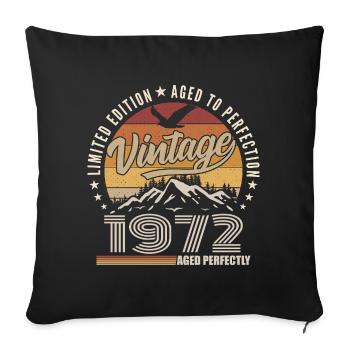 1972 Cadeau 53e Anniversaire 1972 Vintage 1972 - Housse de coussin décorative 45 x 45 cm - noir - Devant
