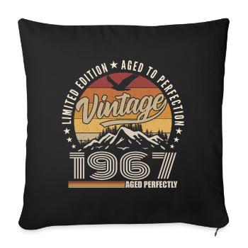 1967 Cadeau 58e Anniversaire 1967 Vintage 1967 - Housse de coussin décorative 45 x 45 cm - noir - Devant