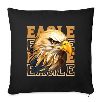 Tête d’aigle Or Oiseau de proie Oiseau Nature animale - Housse de coussin décorative 45 x 45 cm - noir - Devant