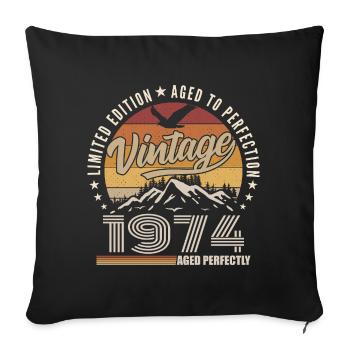 1974 51st Anniversary Gift 1974 Vintage 1974 - Sofa pillowcase 17,3'' x 17,3'' (45 x 45 cm) - black - Front
