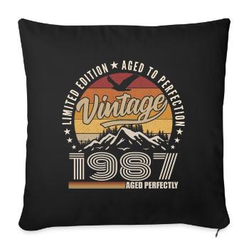 1987 Cadeau 38e Anniversaire 1987 Vintage 1987 - Housse de coussin décorative 45 x 45 cm - noir - Devant