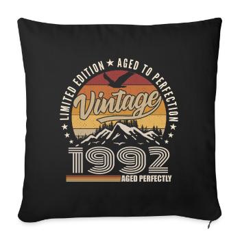 1992 Cadeau 33e Anniversaire 1992 Vintage 1992 - Housse de coussin décorative 45 x 45 cm - noir - Devant