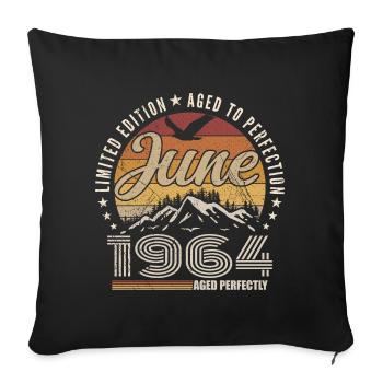 June 1964 61st Anniversary Gift June 1964 Retro - Sofa pillowcase 17,3'' x 17,3'' (45 x 45 cm) - black - Front
