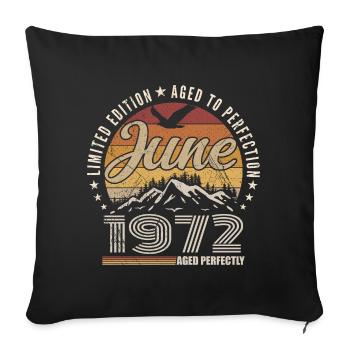 June 1972 53rd Anniversary Gift June 1972 Retro - Sofa pillowcase 17,3'' x 17,3'' (45 x 45 cm) - black - Front