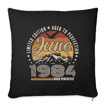 June 1984 41st Anniversary Gift June 1984 Retro - Sofa pillowcase 17,3'' x 17,3'' (45 x 45 cm) - black - Front