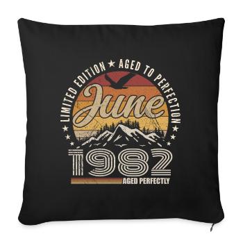 June 1982 43rd Anniversary Gift June 1982 Retro - Sofa pillowcase 17,3'' x 17,3'' (45 x 45 cm) - black - Front