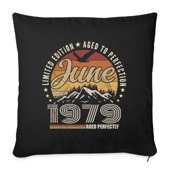 Juin 1979 Cadeau 46e Anniversaire juin 1979 Retro - Housse de coussin décorative 45 x 45 cm - noir - Devant