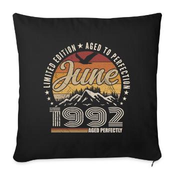 June 1992 33rd Anniversary Gift June 1992 Retro - Sofa pillowcase 17,3'' x 17,3'' (45 x 45 cm) - black - Front