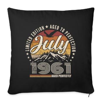 juillet 1961 Cadeau 64e Anniversaire juillet 1961 - Housse de coussin décorative 45 x 45 cm - noir - Devant