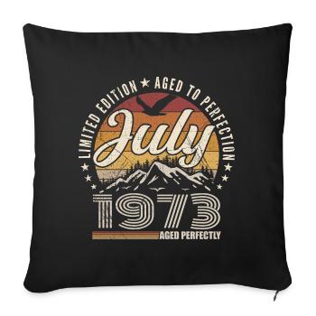 July 1973 52nd Anniversary Gift July 1973 - Sofa pillowcase 17,3'' x 17,3'' (45 x 45 cm) - black - Front