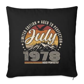 July 1978 47th Anniversary Gift July 1978 - Sofa pillowcase 17,3'' x 17,3'' (45 x 45 cm) - black - Front