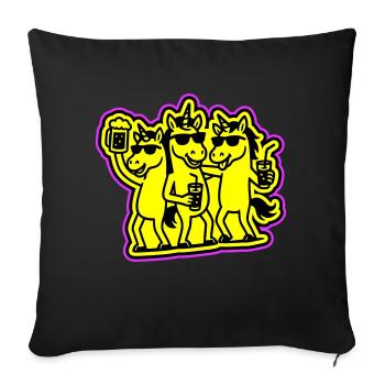 Fête de l’équipe des licornes - Housse de coussin décorative 45 x 45 cm - noir - Devant