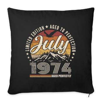 July 1974 51st Anniversary Gift July 1974 - Sofa pillowcase 17,3'' x 17,3'' (45 x 45 cm) - black - Front