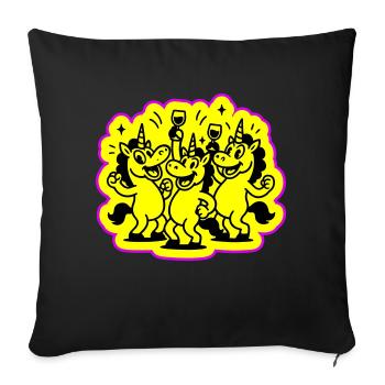 Licorne de fête drôle - Housse de coussin décorative 45 x 45 cm - noir - Devant