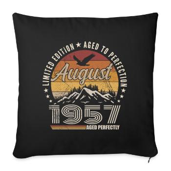 August 1957 Retro Anniversary August 1957 August 1957 - Sofa pillowcase 17,3'' x 17,3'' (45 x 45 cm) - black - Front