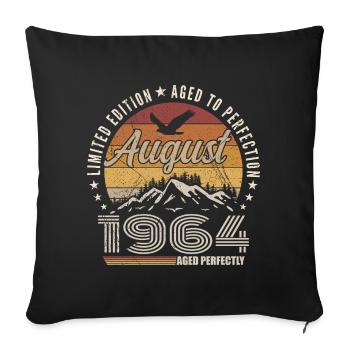 August 1964 Retro Anniversary August 1964 August 1964 - Sofa pillowcase 17,3'' x 17,3'' (45 x 45 cm) - black - Front