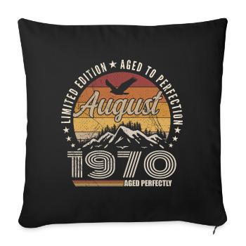 Août 1970 Retro Anniversaire août 1970 August 1970 - Housse de coussin décorative 45 x 45 cm - noir - Devant