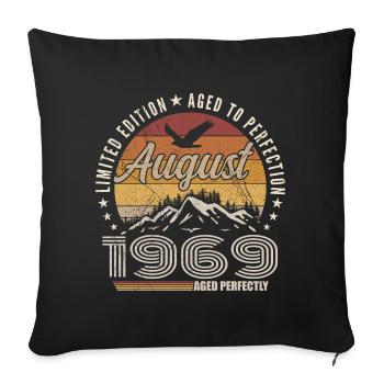 August 1969 Retro Anniversary August 1969 August 1969 - Sofa pillowcase 17,3'' x 17,3'' (45 x 45 cm) - black - Front