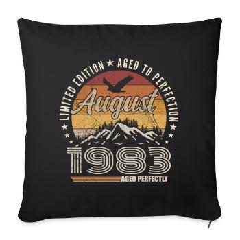Août 1983 Retro Anniversaire août 1983 August 1983 - Housse de coussin décorative 45 x 45 cm - noir - Devant