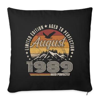 August 1989 Retro Anniversary August 1989 August 1989 - Sofa pillowcase 17,3'' x 17,3'' (45 x 45 cm) - black - Front