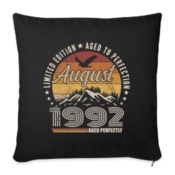 Août 1992 Retro Anniversaire août 1992 August 1992 - Housse de coussin décorative 45 x 45 cm - noir - Devant