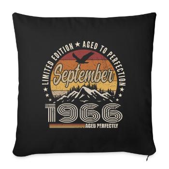 Born in September 1966 - Birthday September 1966 - Sofa pillowcase 17,3'' x 17,3'' (45 x 45 cm) - black - Front