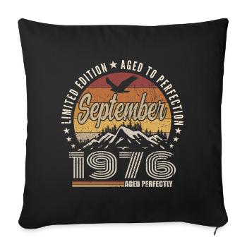 Jahrgang September 1976 - Geburtstag September 1976 - Sofakissenbezug 45 x 45 cm - Schwarz - Vorne