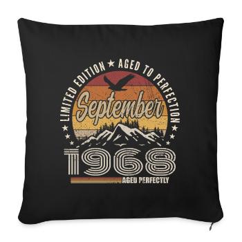 Born in September 1968 - Birthday September 1968 - Sofa pillowcase 17,3'' x 17,3'' (45 x 45 cm) - black - Front