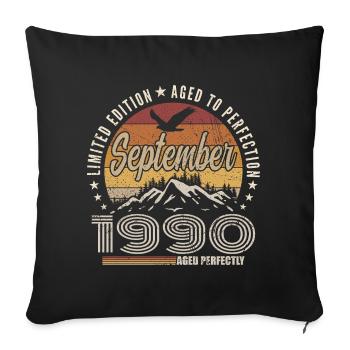 Né en Septembre 1990 - Anniversaire Septembre 1990 - Housse de coussin décorative 45 x 45 cm - noir - Devant
