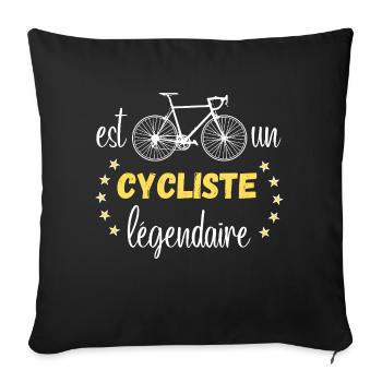Prénom est un Cycliste Légendaire - Housse de coussin décorative 45 x 45 cm - noir - Devant