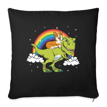 Corgi Chien Dinosaure Tyrannosaure T-Rex Dino - Housse de coussin décorative 45 x 45 cm - noir - Devant