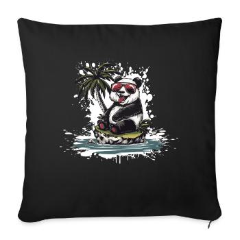 Panda Island Palm Tree - Sofa pillowcase 17,3'' x 17,3'' (45 x 45 cm) - black - Front