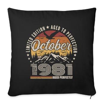 October 1981 Birthday Gift - October 1981 - Sofa pillowcase 17,3'' x 17,3'' (45 x 45 cm) - black - Front