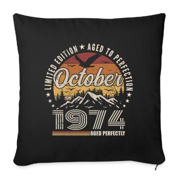 October 1974 Birthday Gift - October 1974 - Sofa pillowcase 17,3'' x 17,3'' (45 x 45 cm) - black - Front