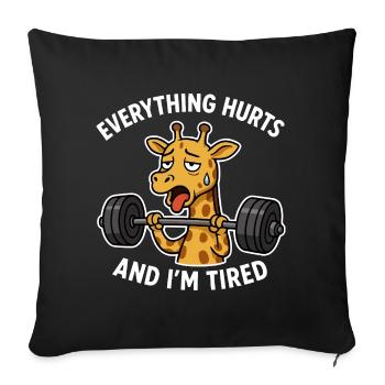 Girafe fatiguée soulever des poids Illustration - Housse de coussin décorative 45 x 45 cm - noir - Devant