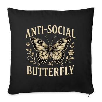 Illustration fidèle d'un papillon antisocial - Housse de coussin décorative 45 x 45 cm - noir - Devant