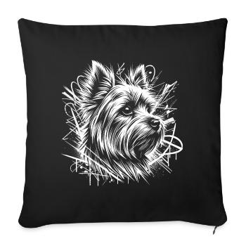 Yorkshire Terrier als Graffiti Street Art - Sofakissenbezug 45 x 45 cm - Schwarz - Vorne