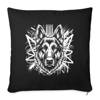 Graffiti Shepherd Dog in Street Art Style - Sofa pillowcase 17,3'' x 17,3'' (45 x 45 cm) - black - Front