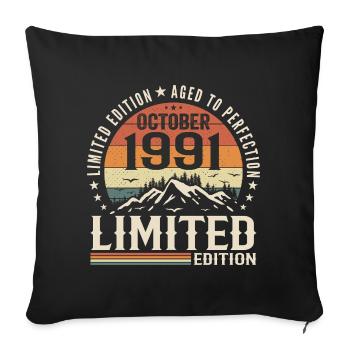 Né en octobre 1991 - cadeau millésime Octobre 1991 - Housse de coussin décorative 45 x 45 cm - noir - Devant