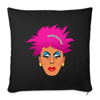 Pink Drag Queen - Sofa pillowcase 17,3'' x 17,3'' (45 x 45 cm) - black - Front