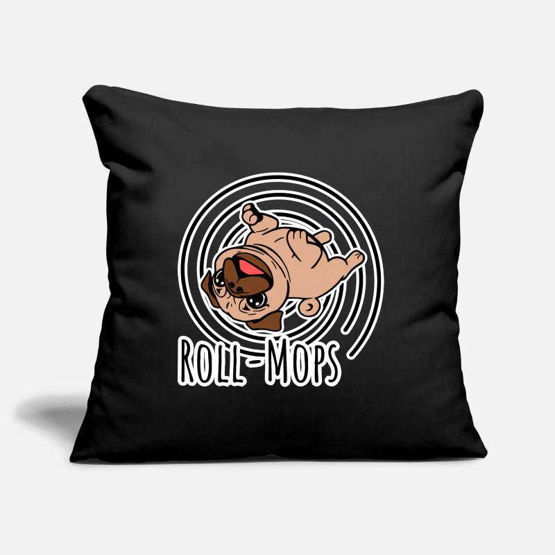 Rollender Mops - Ein Roll-Mops Sofakissenbezug 45 x 45 cm