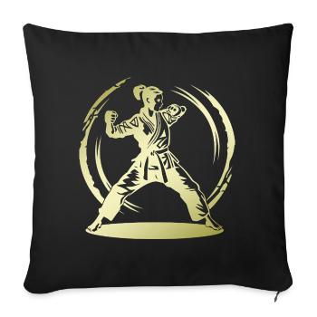 Karaté Silhouette Combattante - Housse de coussin décorative 45 x 45 cm - noir - Devant