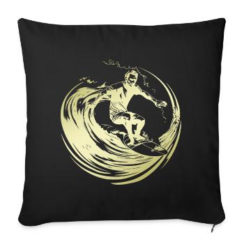 Surfer Silhouette Surfing - Sofa pillowcase 17,3'' x 17,3'' (45 x 45 cm) - black - Front