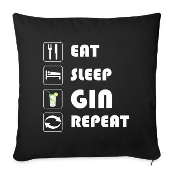 Gin Statement EAT SLEEP GIN REPEAT - Sofakissenbezug 45 x 45 cm - Schwarz - Vorne