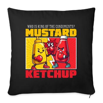 Mustard vs. Ketchup: Cartoon Duel - Sofa pillowcase 17,3'' x 17,3'' (45 x 45 cm) - black - Front