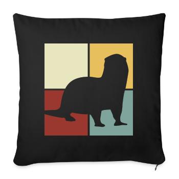 Sea Otter Cartoon Animal Lover Vintage - Sofa pillowcase 17,3'' x 17,3'' (45 x 45 cm) - black - Front