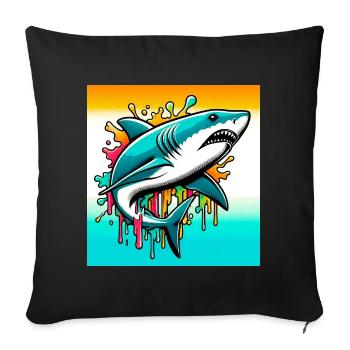 Shark - Sofa pillowcase 17,3'' x 17,3'' (45 x 45 cm) - black - Front