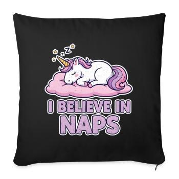 Sleeping Unicorn on Cloud – Naps - Sofa pillowcase 17,3'' x 17,3'' (45 x 45 cm) - black - Front