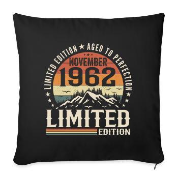 November 1962 Unique Retro Birthday - Sofa pillowcase 17,3'' x 17,3'' (45 x 45 cm) - black - Front